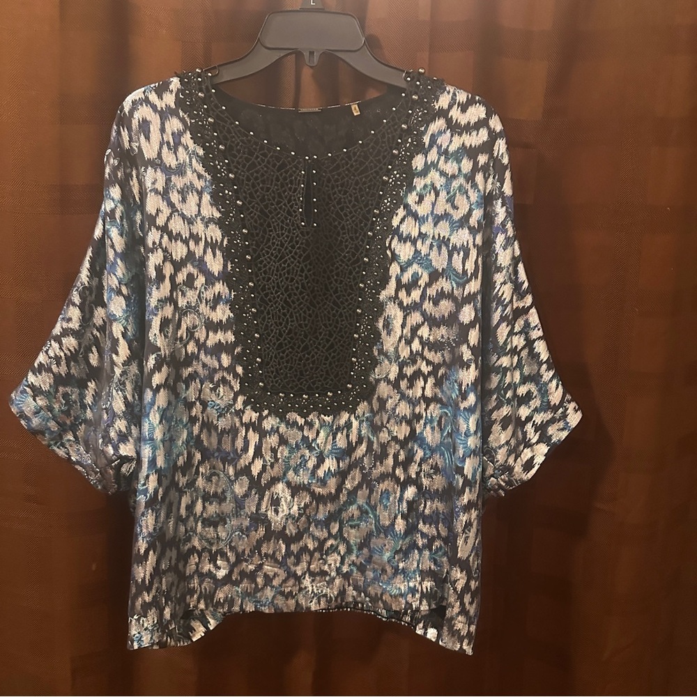 Elie Tahari Milan Beaded Blouse size Large - Picture 10 of 10